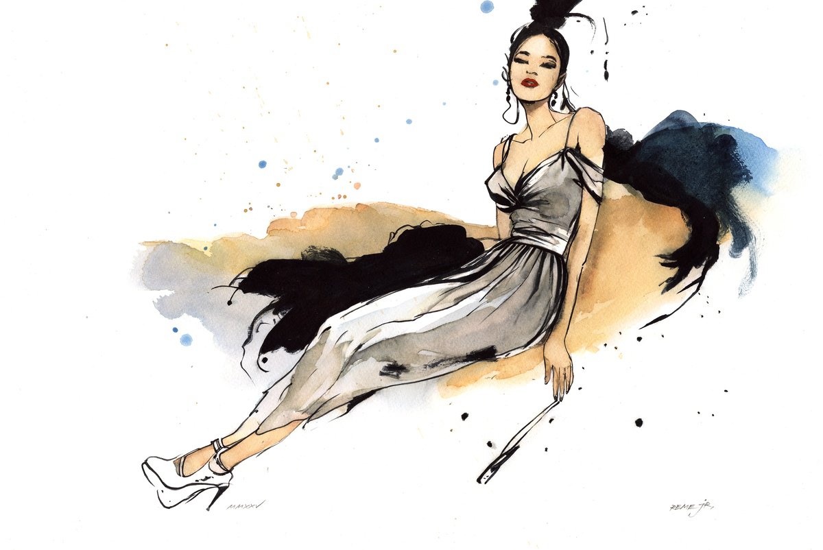 Expressive Portrait Drawing By Reme Jr., 18 X 13", Girl, Original Artwork