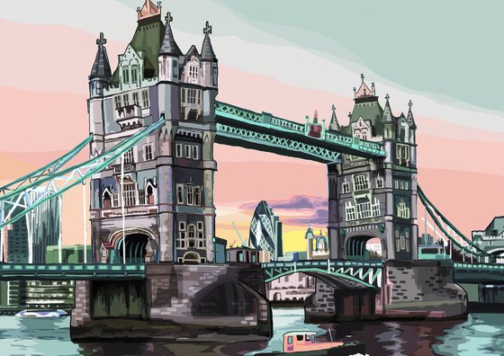 A3 Tower Bridge, London Illustration Print