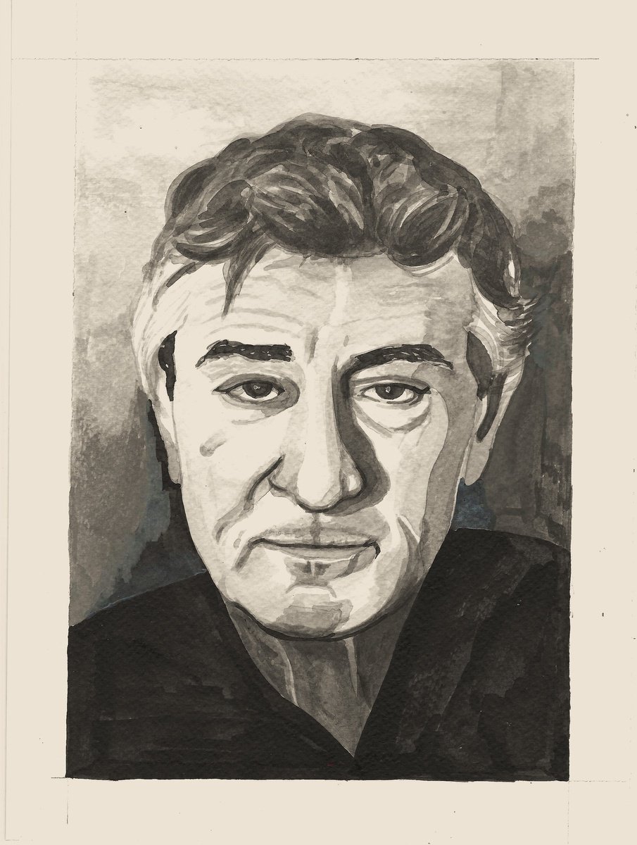 Photorealistic Portrait Ink Drawing By Nives Palmic, 8 X 11", Robert De Niro, Original Artwork
