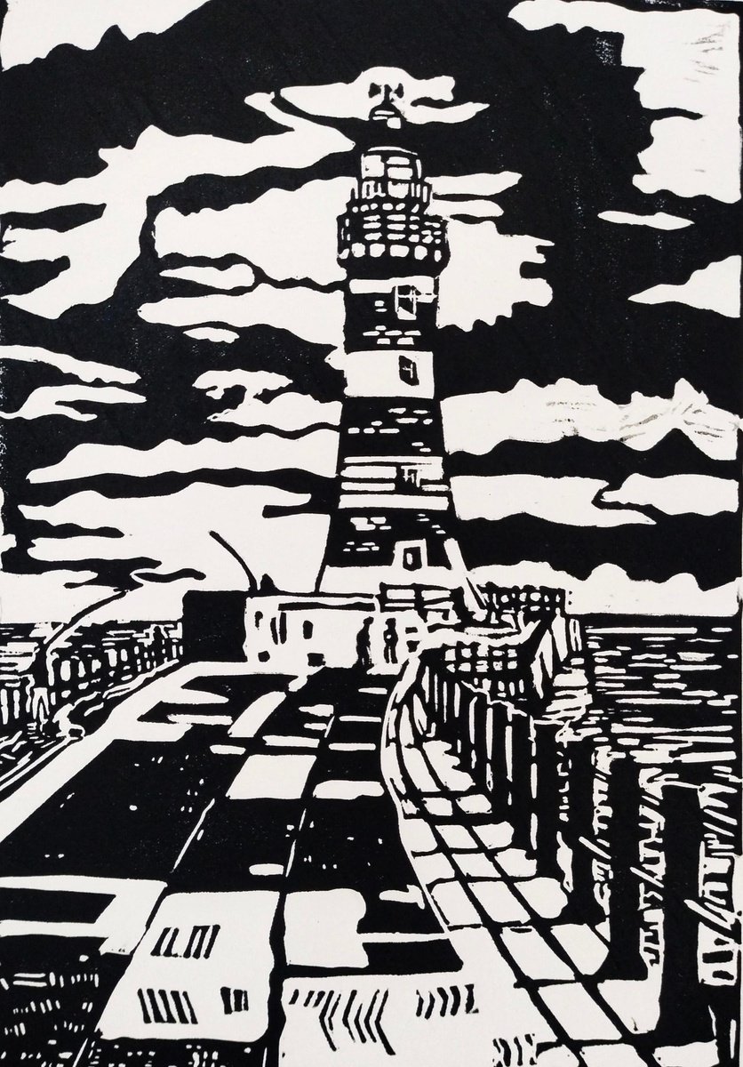 Roker lighthouse and fishermen, Sunderland by Mark Murphy