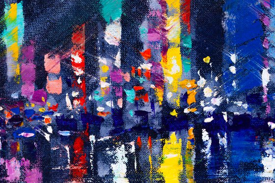 Abstract cityscape.Panorama of the night city