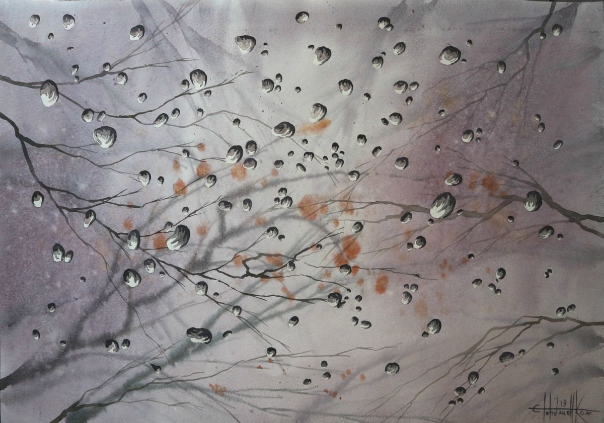 Spring rain (2019) Watercolor 42*60 by Eugene Gorbachenko