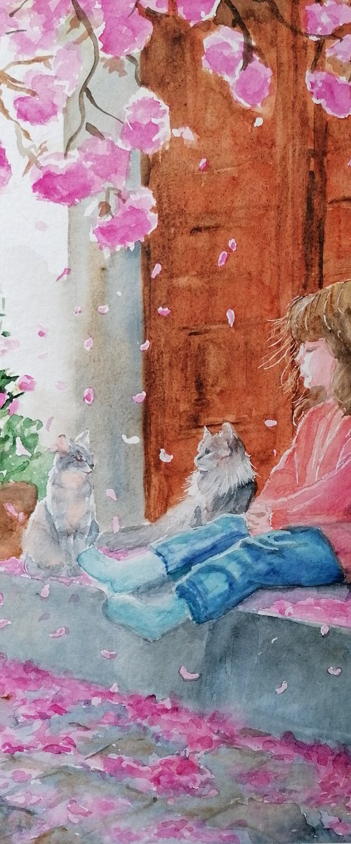 La fillette et ses chats by Martine Vinsot