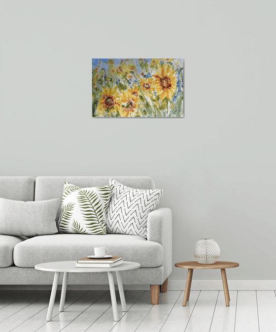 Sunflowers in Blue