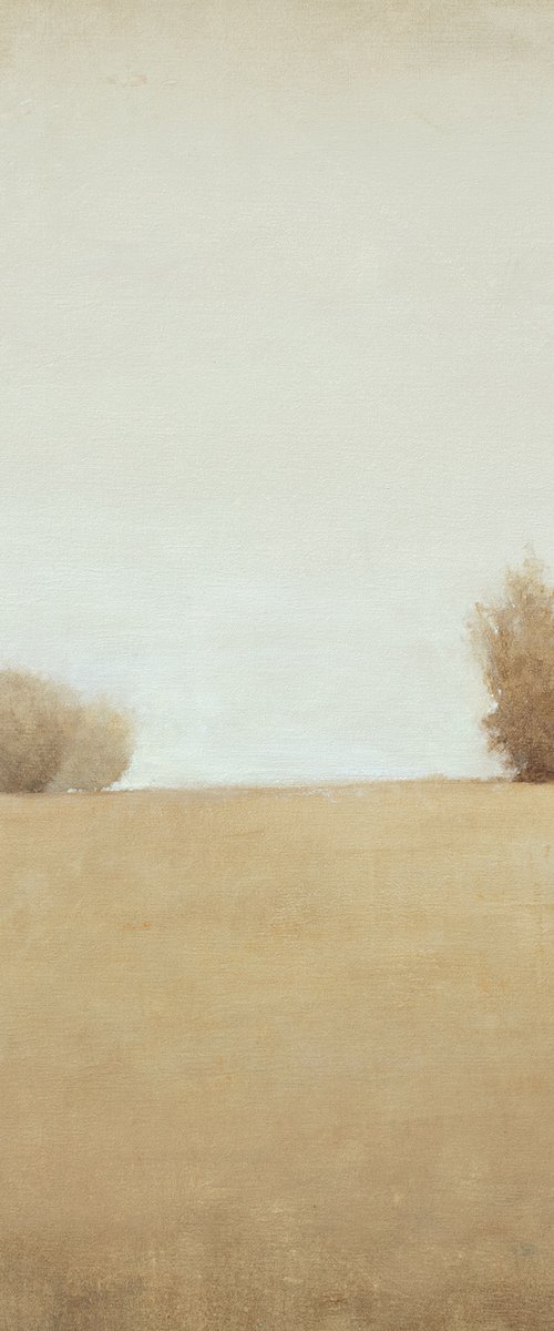 Warm Afternoon 220414, earth tones tonal landscape with trees by Don Bishop