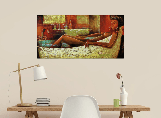 Black Girl in White Bathtub