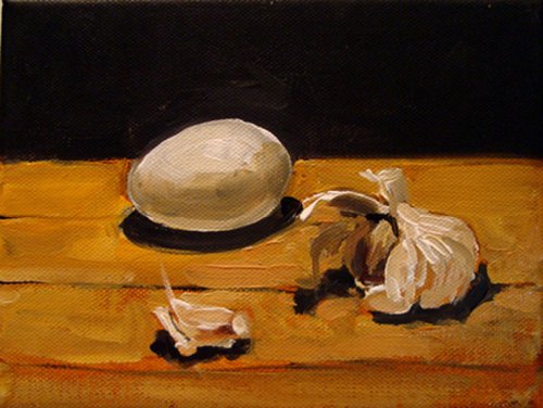 GARLIC AND DUCK EGG by Colin Ruffell