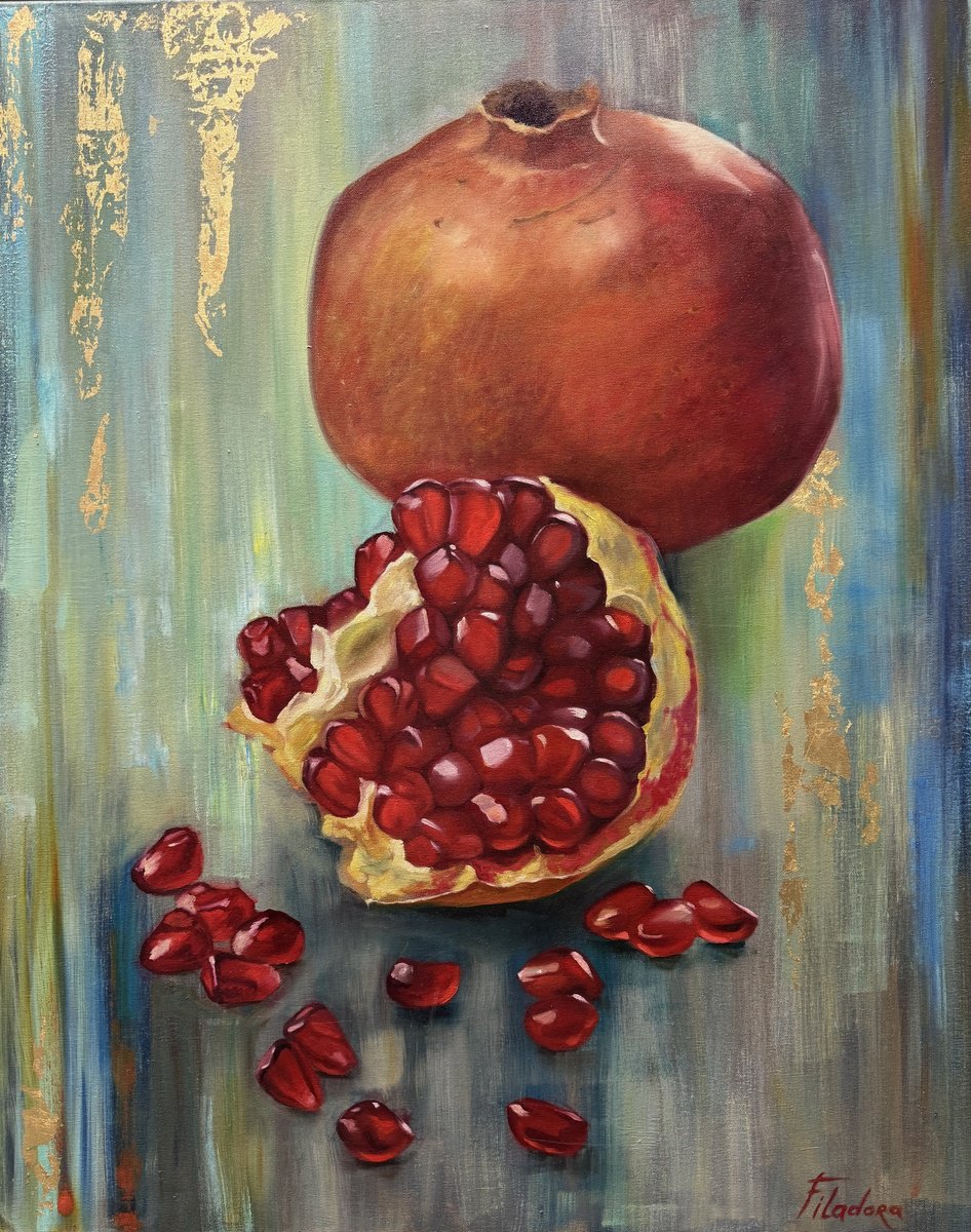 Photorealistic Still Life Oil Painting By Tatiana Filipowicz, 31 X 39", Abundance, Original Artwork