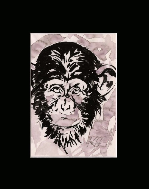 Chimpanzee 1 - Abstract Illustration Painting by Kathy Morton Stanion