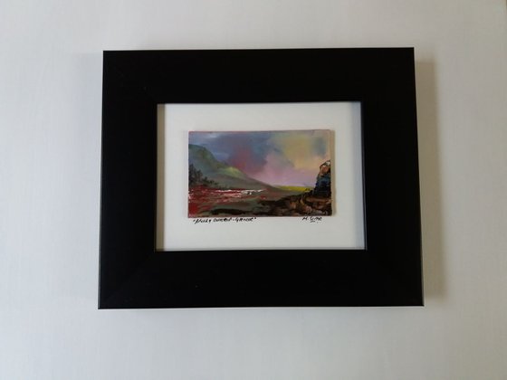 A Rocky Outcrop- Glencoe - Small Framed Oil Painting 14 x 9.7cm (5.5 x 3.81 Inches)