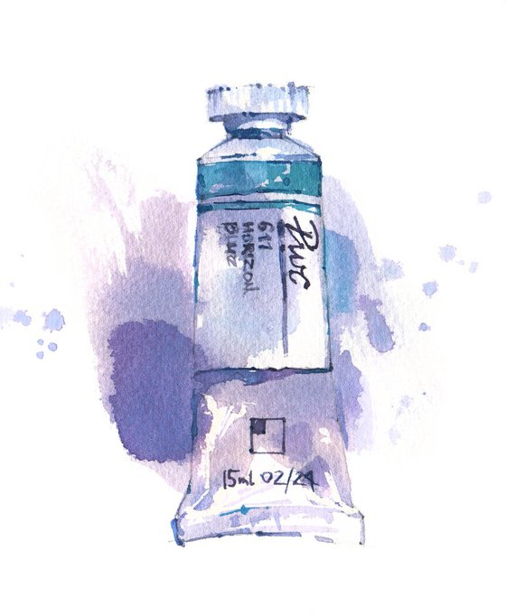 "Horizon blue. A tube of watercolour #2" series "Portraits of Things"