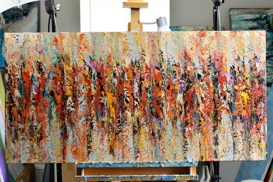 Colorful Autumn - Abstract Landscape Painting, Palette Knife Art