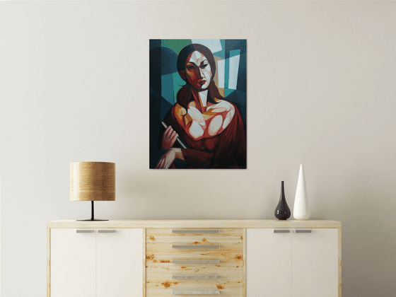 Diary (60x80cm, cubism, oil painting, ready to hang)