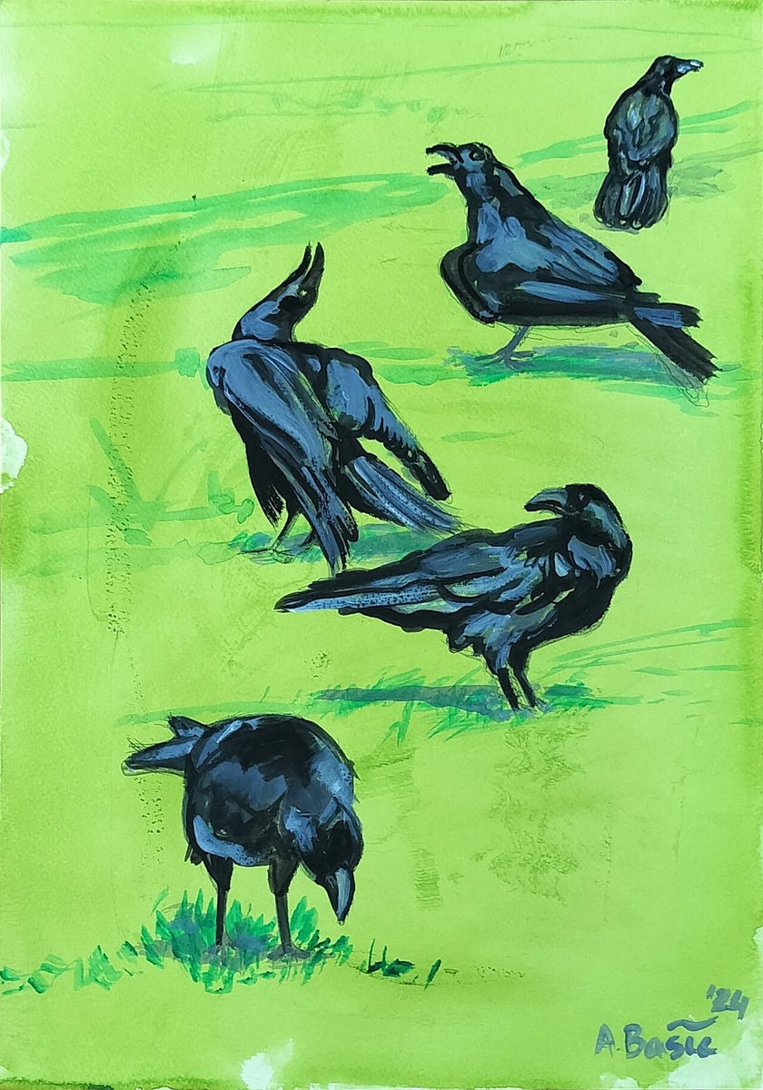 Organic Animal Acrylic Painting By Aleksandar Basic, 12 X 17, 5 In The Field, Original Artwork