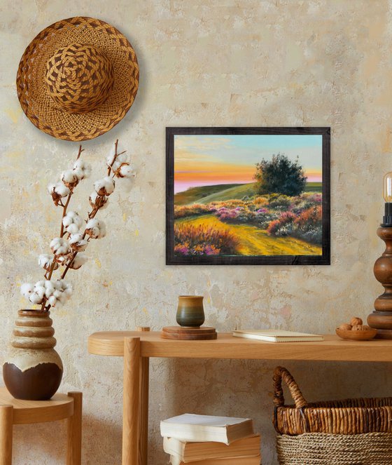 Country path with colorful flowers