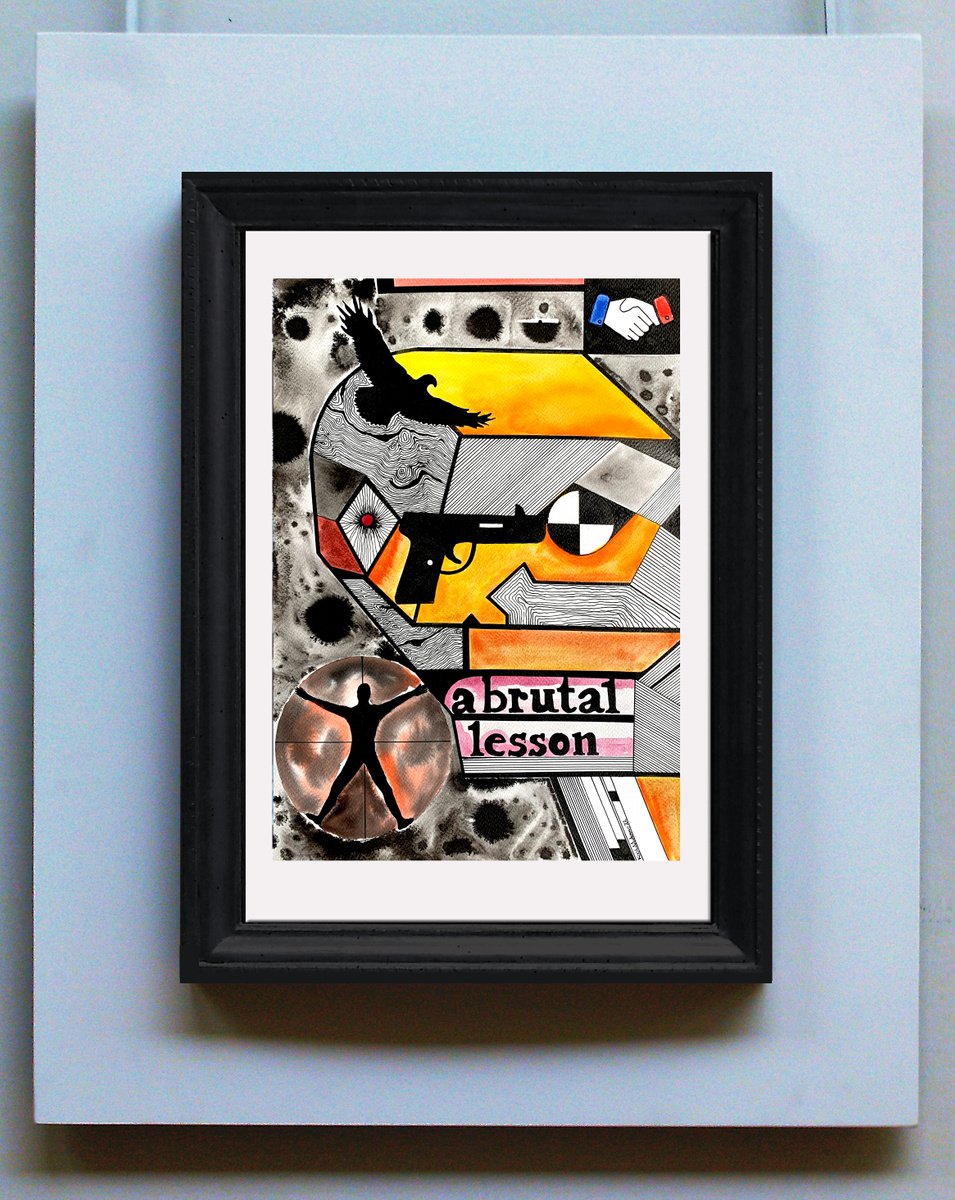 Surrealistic Painting , A Brutal Lesson By Koola Adams, 12 X 17, Artwork For Sale On Artfinder