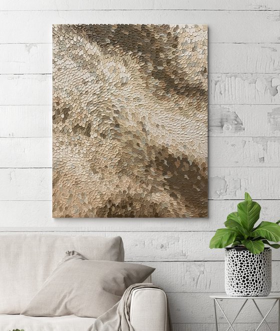 "Fluency 2" Brown beige abstract textured art