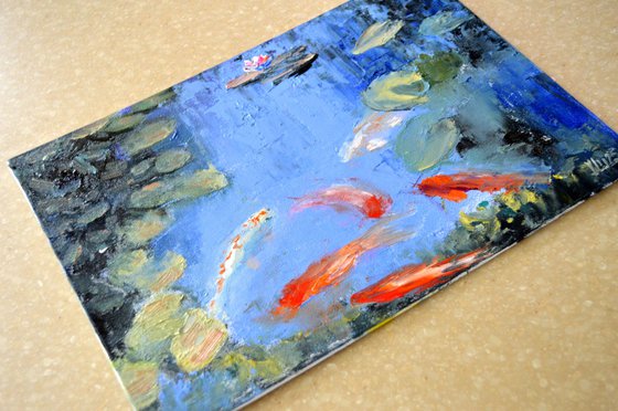 Pond with fish. Sketch