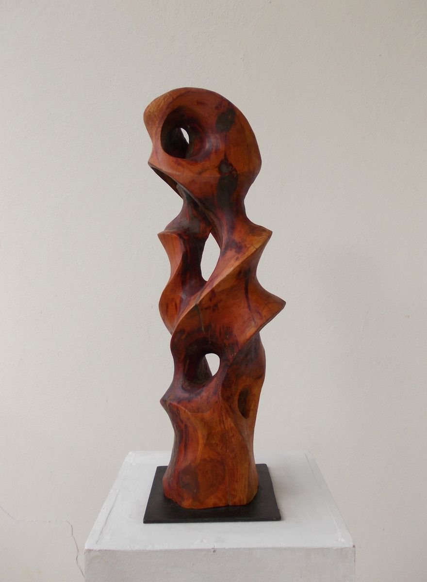 Organic Abstract Wood Sculpture By Michael Rofka, 7 X 22", Moonrise, Original Artwork