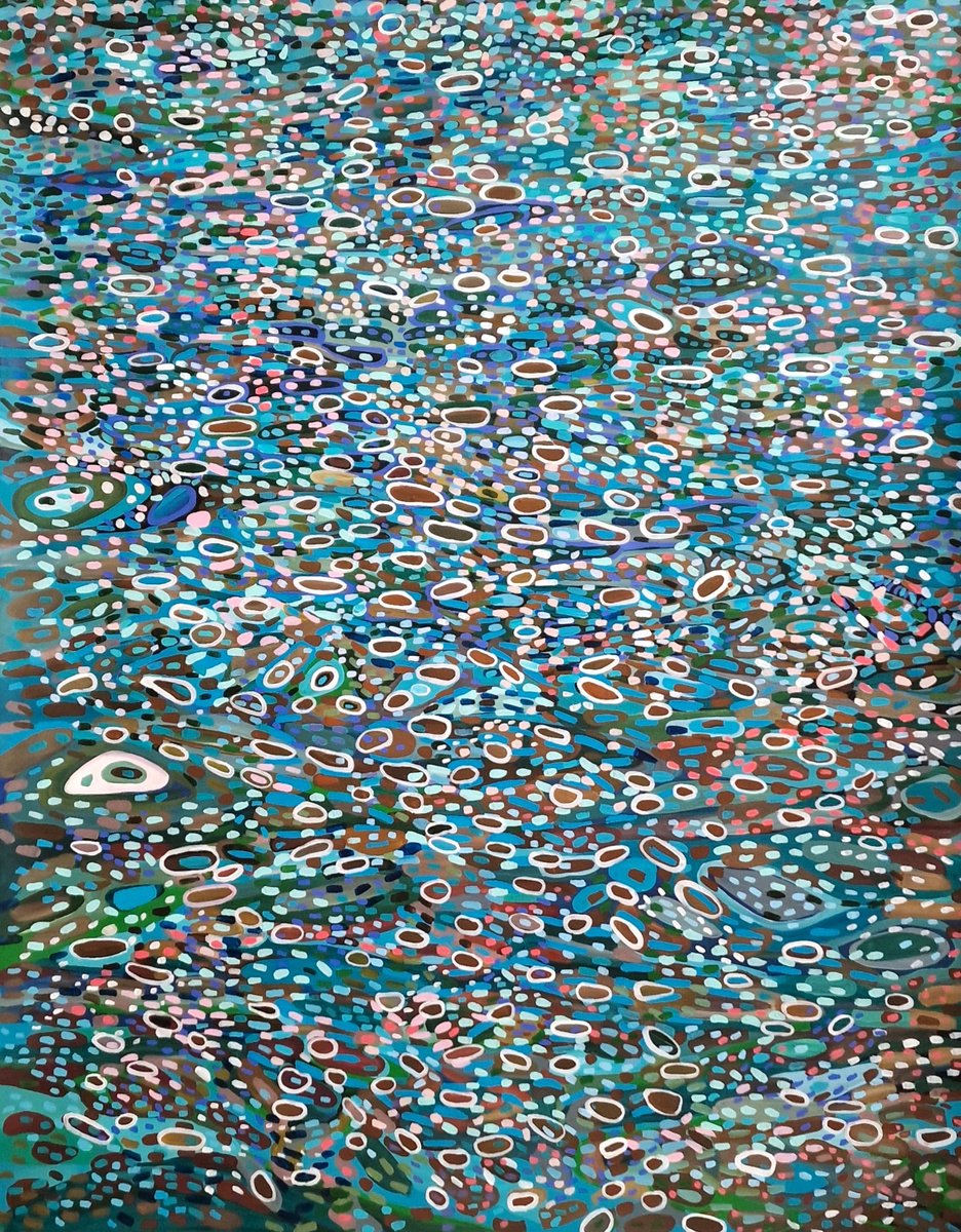 Organic Abstract Acrylic Painting By Alexandra Djokic, 43 X 55, Underwater, Original Artwork