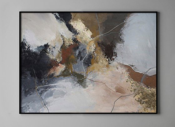 "Savage 2" Gray brown gold abstract art