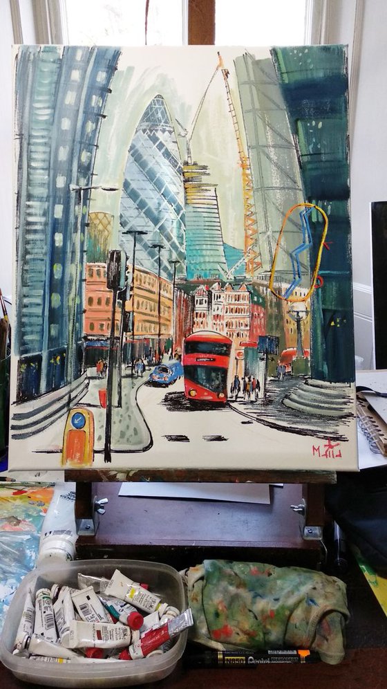 London, sketch on canvas.