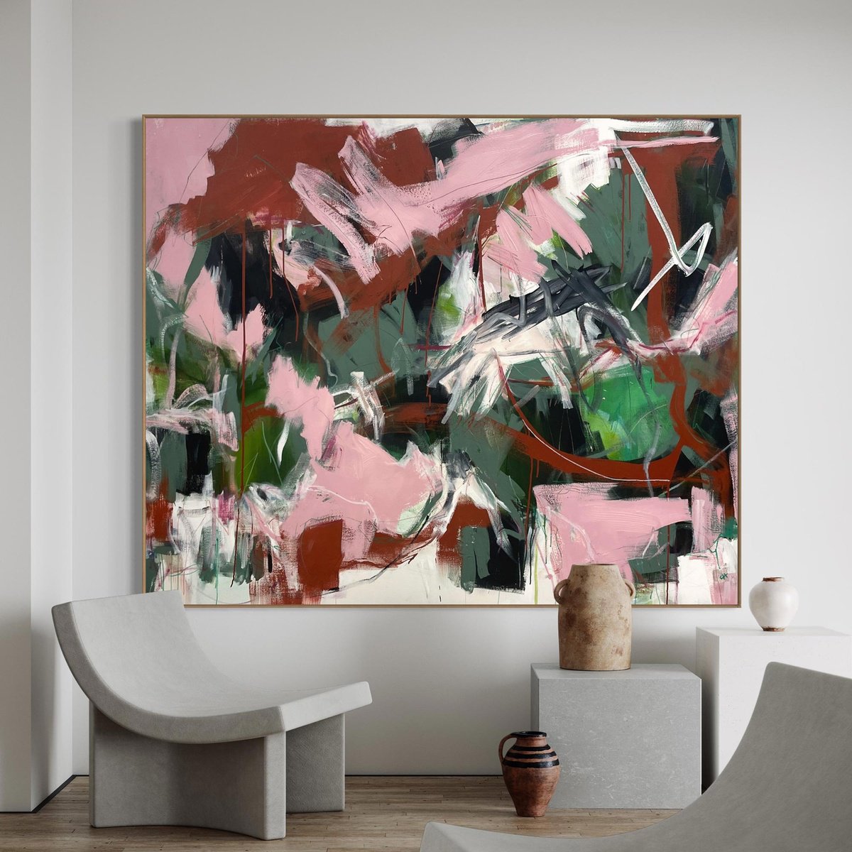 Expressive Abstract Acrylic Painting By Cheryl Harrison, 67 X 55, Bravado, Original Artwork