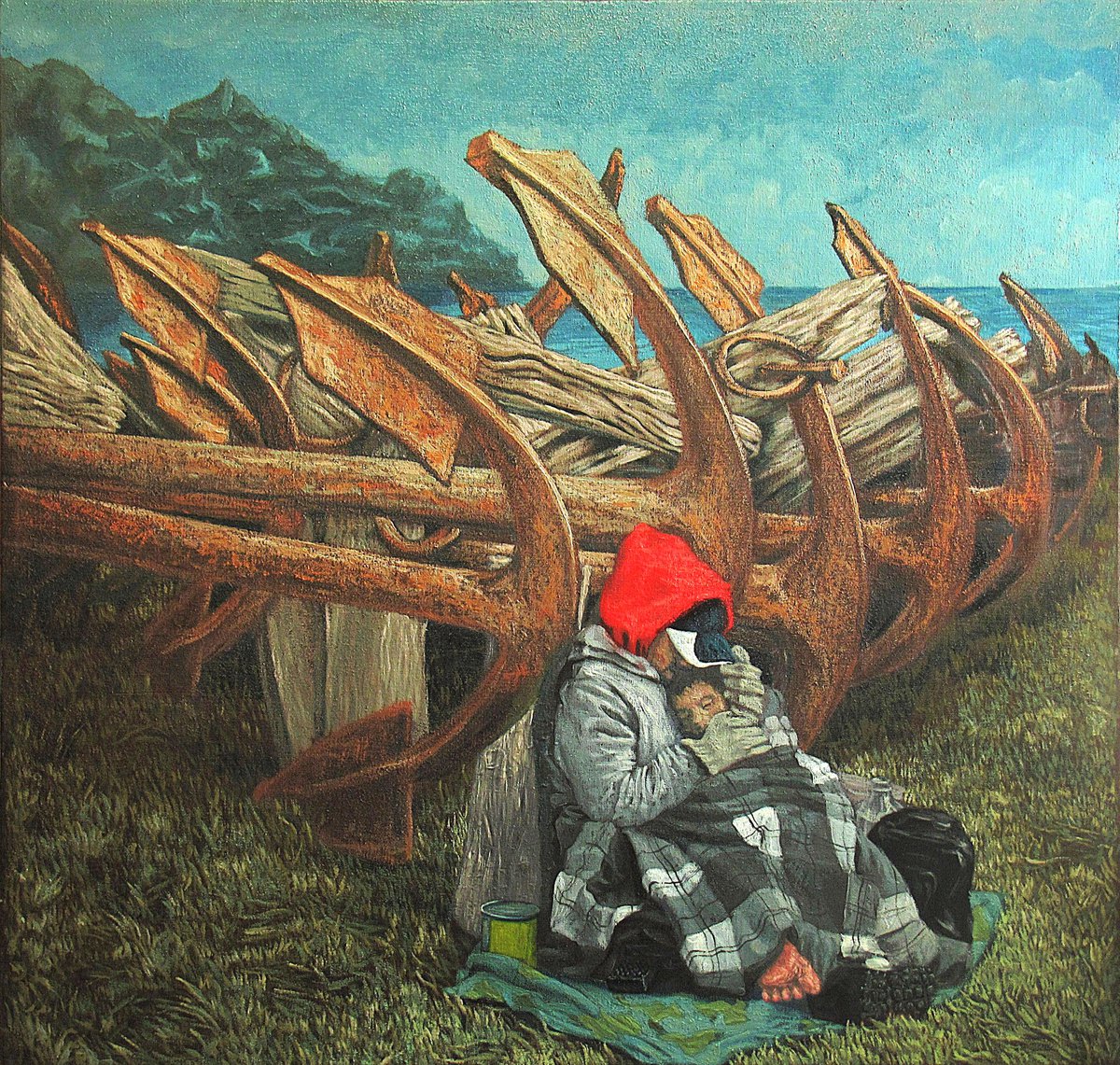 Landscape Oil Painting By Antonio Mele, 46 X 44, Mccarthy Sleeping ., Original Artwork