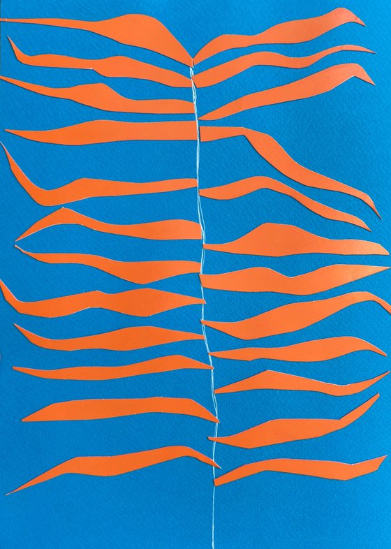 Wavy Orange on Blue Background