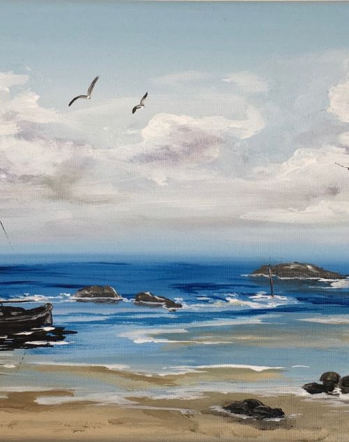 Boat for anchor in the bay by Marja Brown