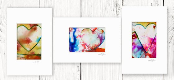 Heart Collection 19 - 3 Small Matted paintings by Kathy Morton Stanion