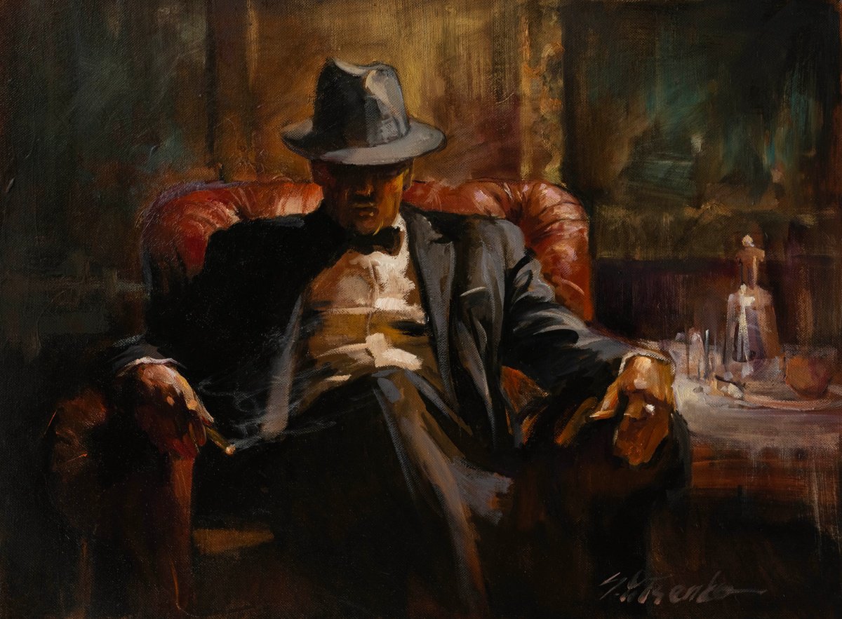 Illustrative Oil Painting , Cigar Of Power By Sergei Yatsenko, 24 X 18, Artwork For Sale On Artfinder