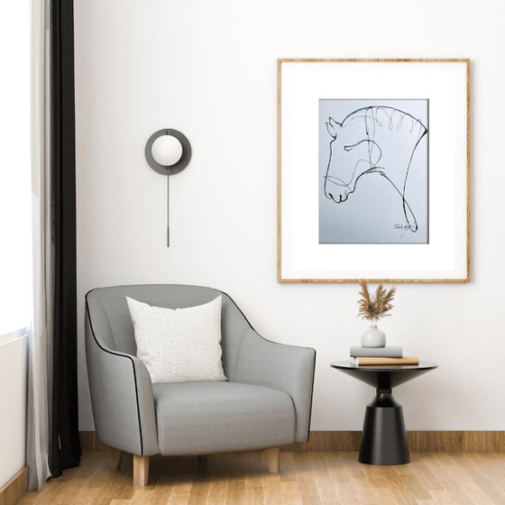 Minimal Horse Head in Ink 2