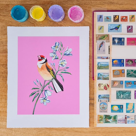 Goldfinch and Bellflower (print)