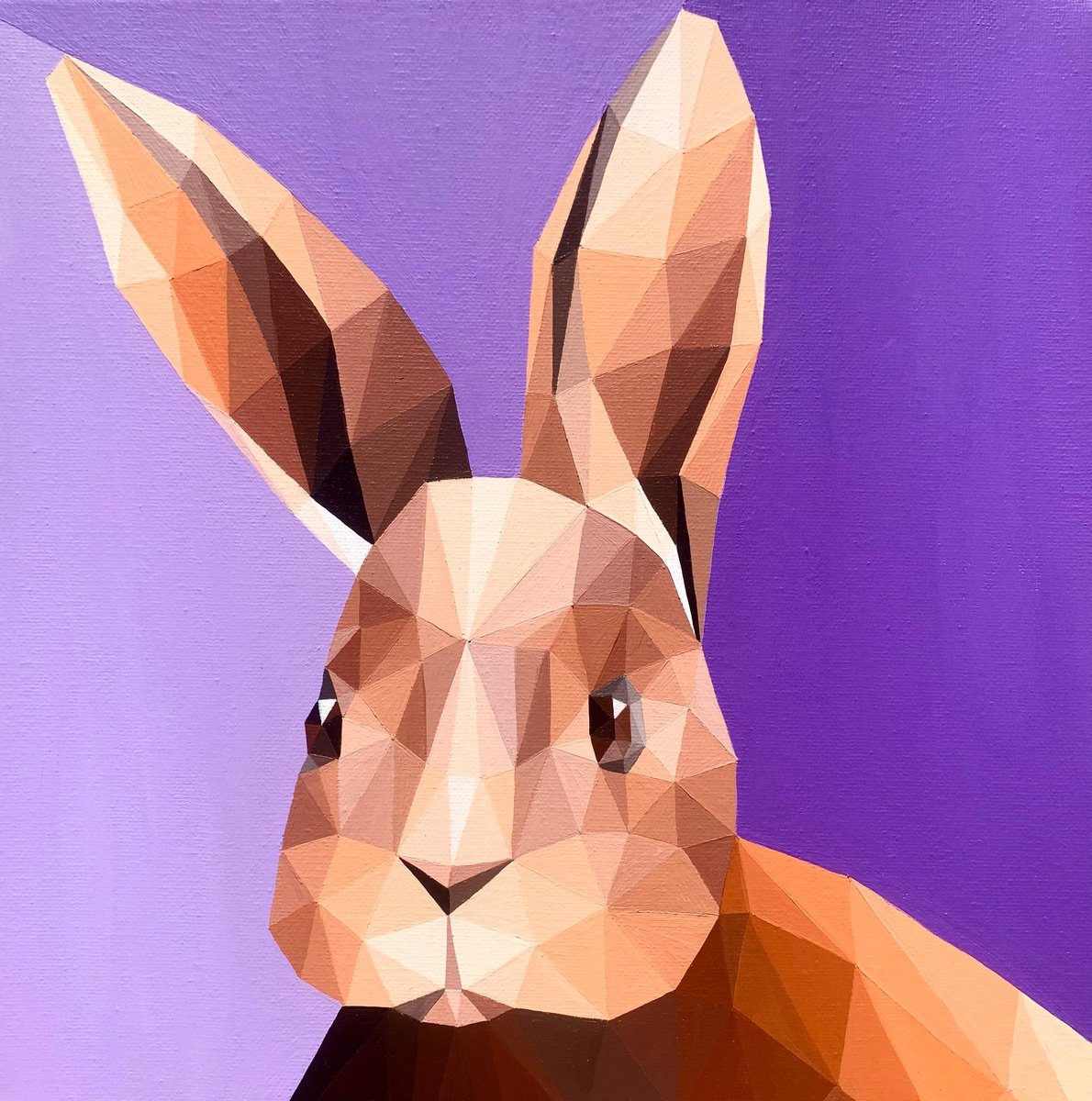 Beige Rabbit On Lilac By Maria Tuzhilkina, 12 X 12, Artwork For Sale On Artfinder