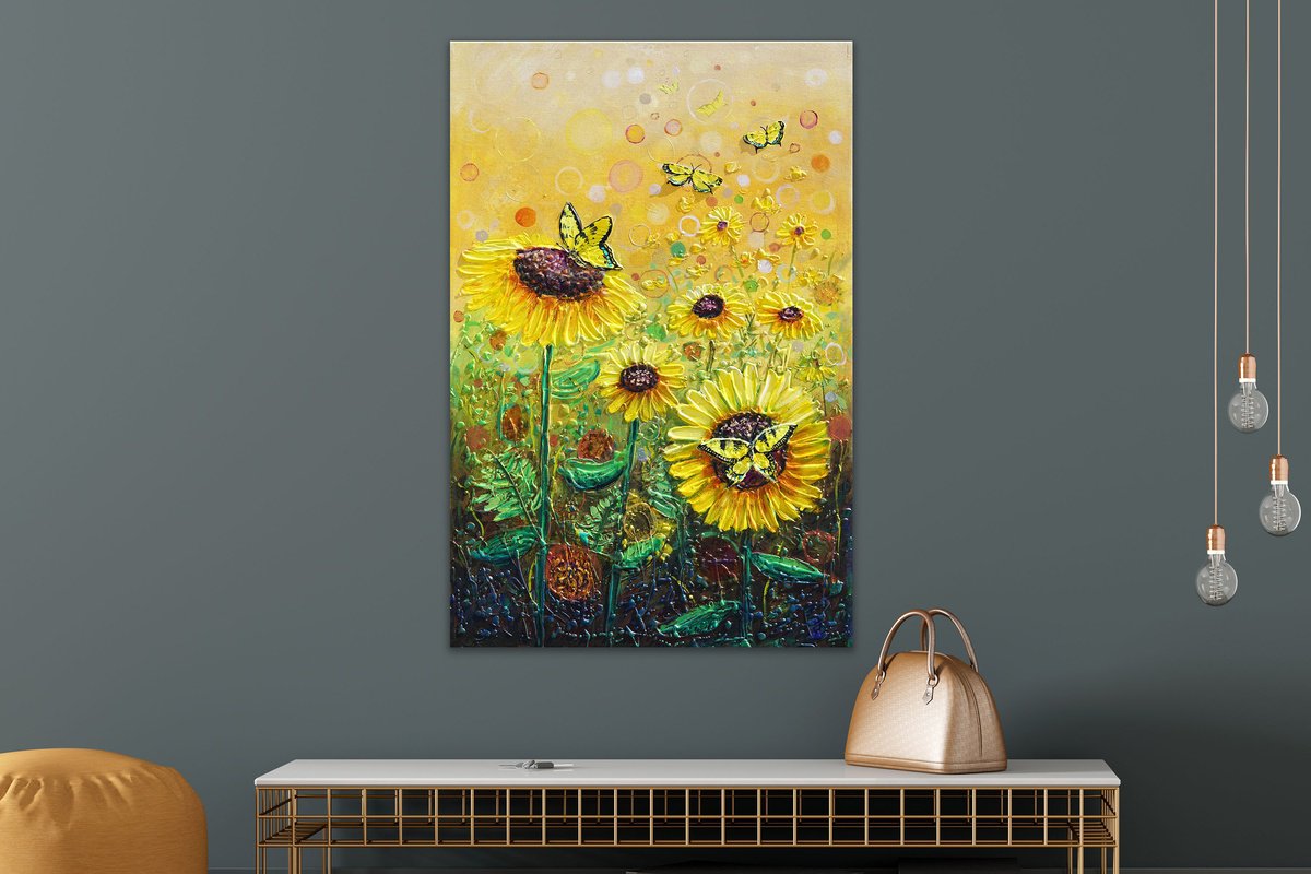 Organic Botanical Acrylic Painting By Amanda Dagg, 20 X 30, Dancing Swallowtails, Original Artwork
