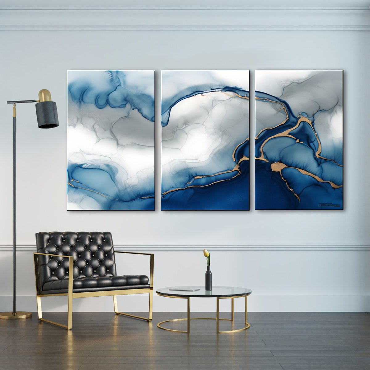 Organic Abstract Giclee Print By Eloise Holbrook, 72 X 36, Drift Of Blue, Original Artwork