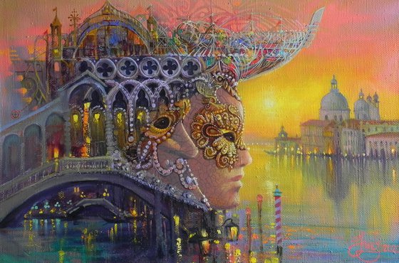 "Carnival Travel" Original painting Oil on canvas Home decor