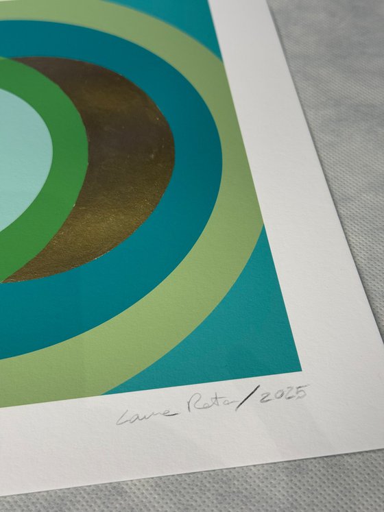 Fine Art Print & Gold painted. Turquoise