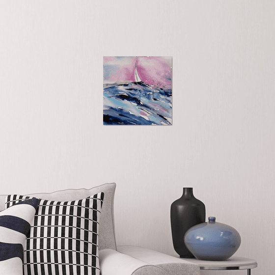 Sailboat painting. Seascape