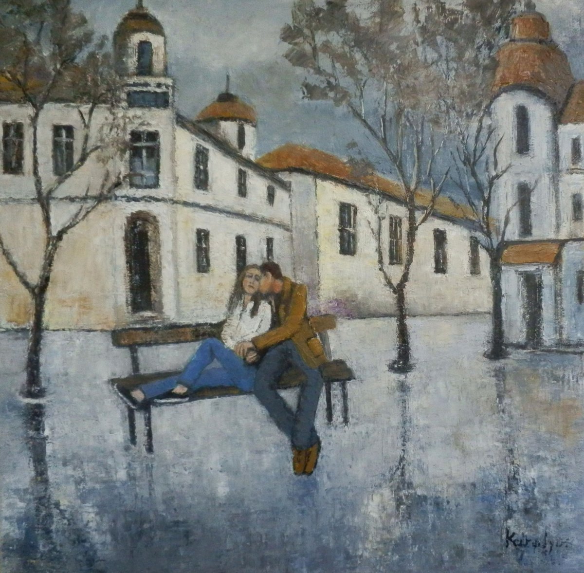 Two on a bench by Maria Karalyos