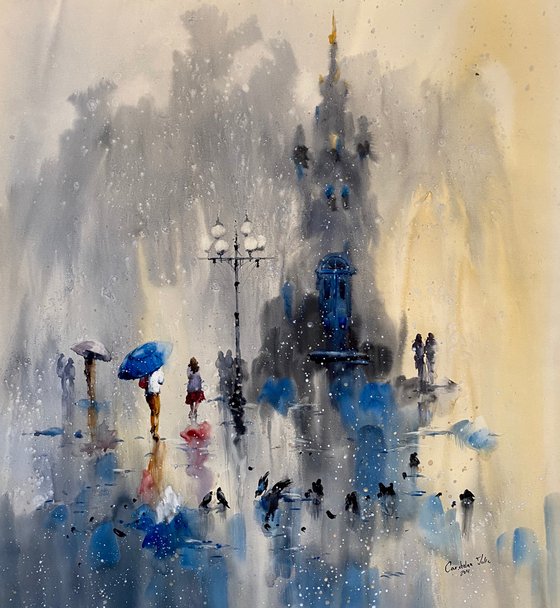 Watercolor “Afternoon fresh rain” perfect gift