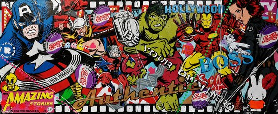 Hero's - Then There Were 5 240cm x 100cm Avengers Urban Pop Art