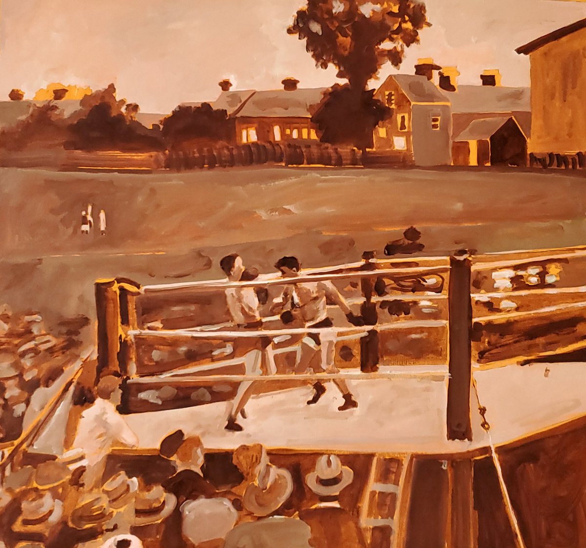 Impressionistic Portrait Oil Painting By Shelton Walsmith, 3 X 3", Men Vs. Men Again + Again, Original Artwork