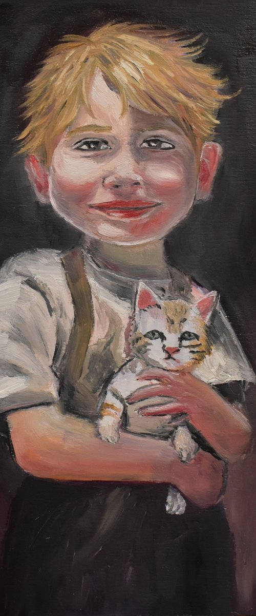 Boy And His Cat by Aisha Haider