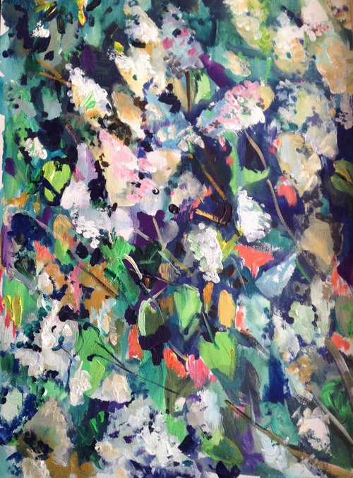 Sunny white lilac bushes 2018 by Oxana Raduga