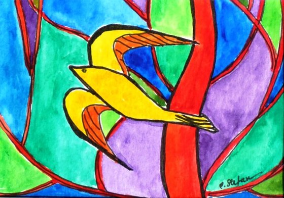 Abstract Bird (ACEO with Mat)