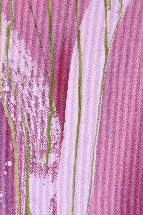 Magenta Tulips On Dark Green