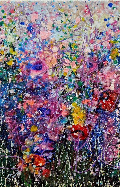 Midsummer Garden - Abstract Original Painting by Lena Owens at OLena Art