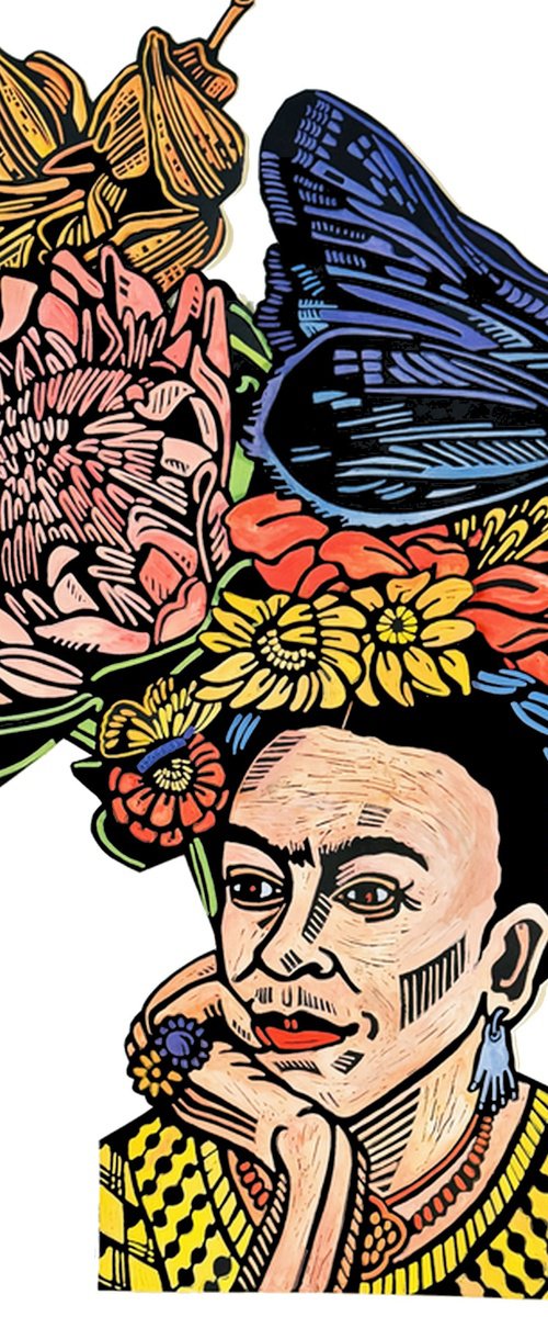 Frida with Purple Moth by Laurel Macdonald
